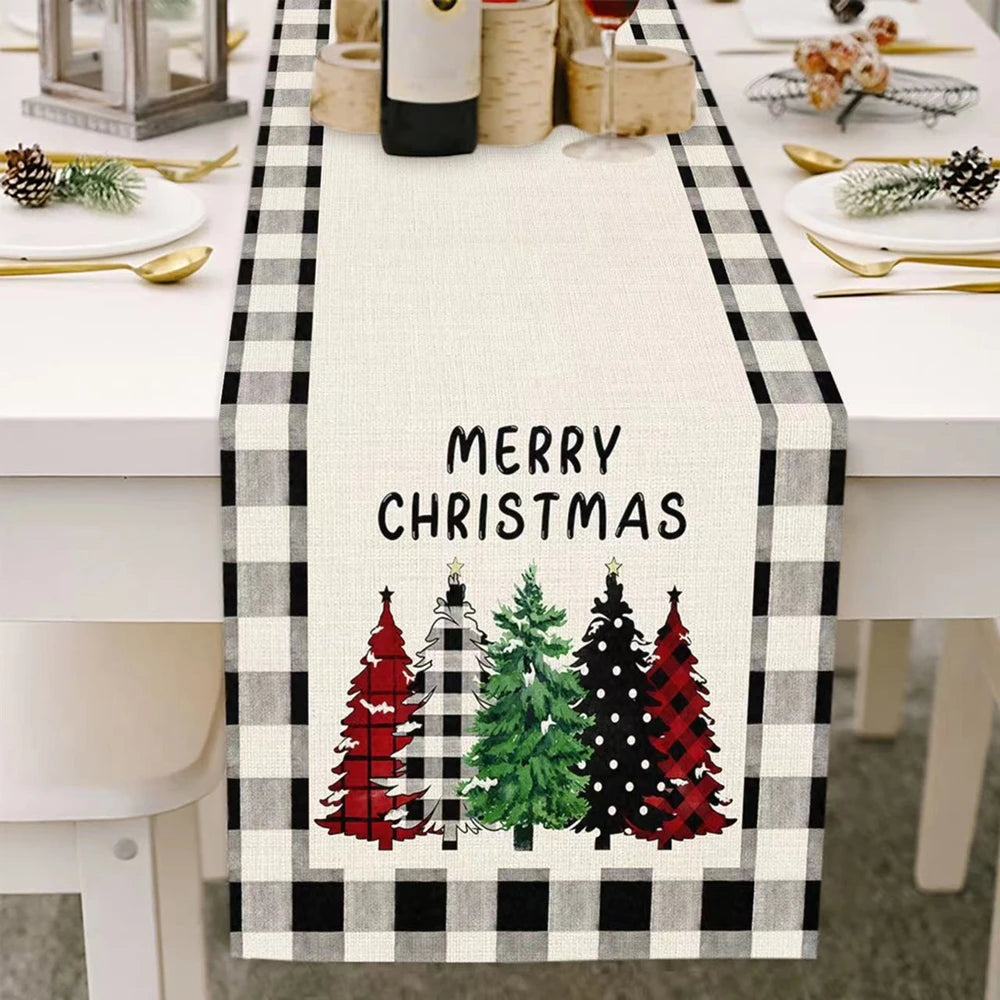 Christmas Table Runner - Cotton Linen - 70"