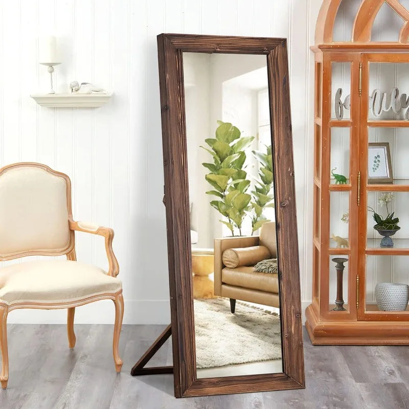 Floor Mirror - Weathered Solid Wood Frame - Full Length