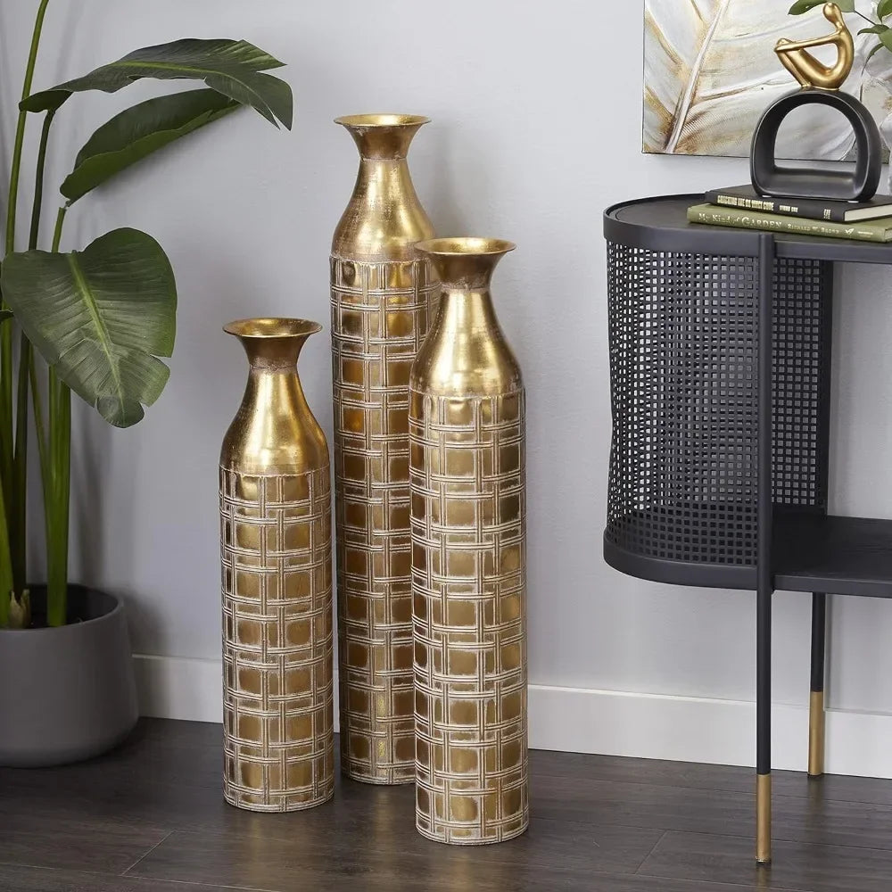 Gold Metallic Floor Vase Set *3Pcs