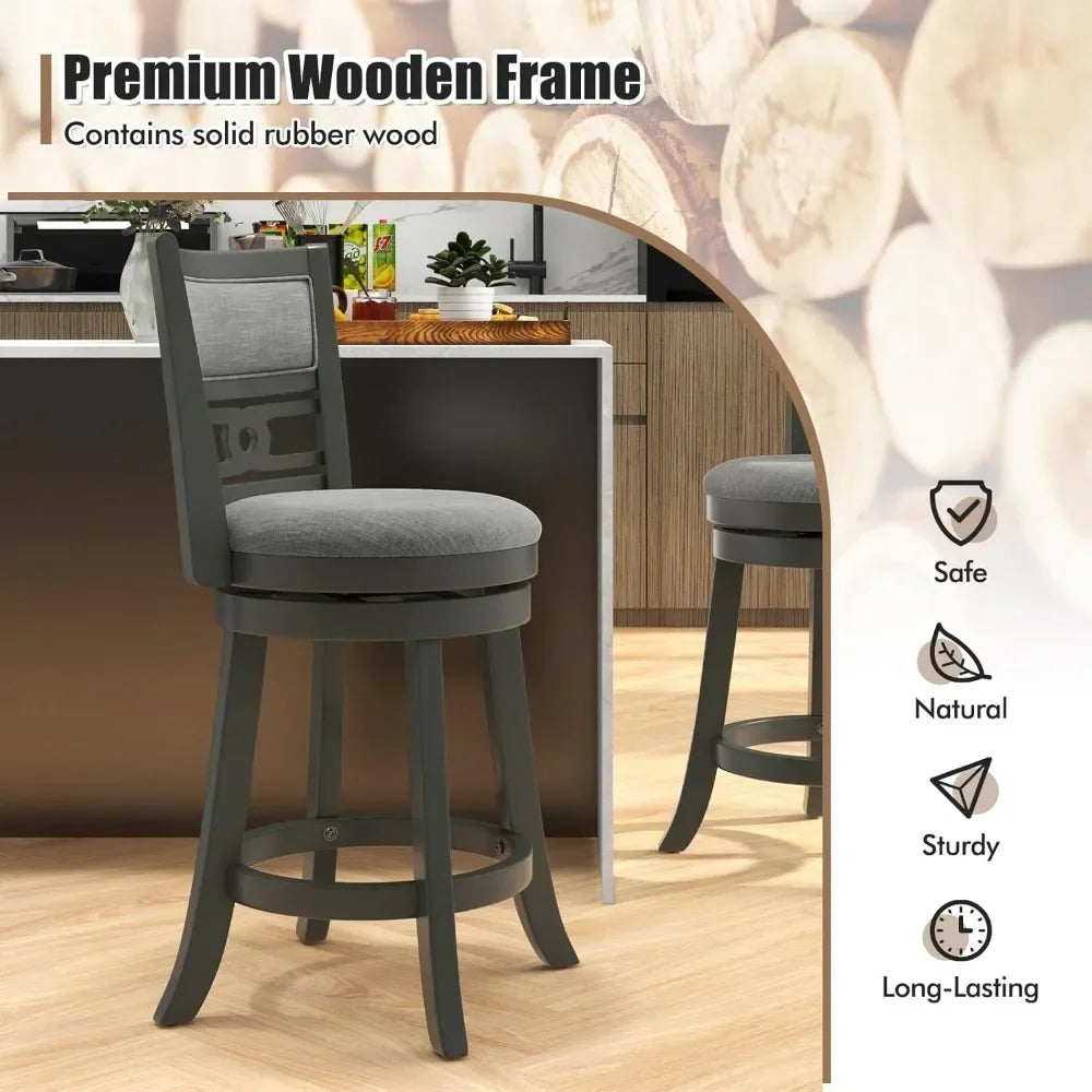 Bar Stools, Bar Chairs - Counter Height - Upholstered - Swivel Seat