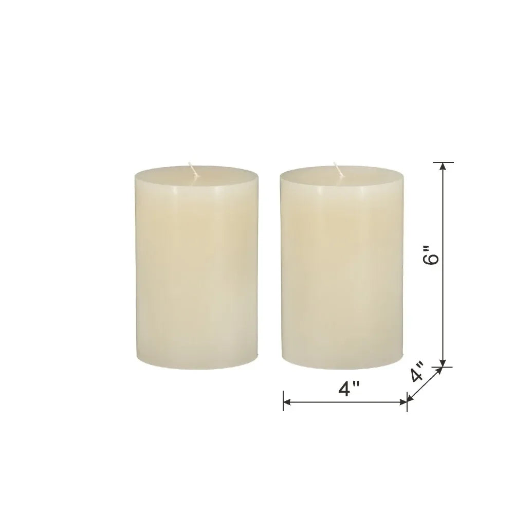 Pillar Candle Set *2Pcs - Smokeless & Odorless - White & Ivory 4x6"