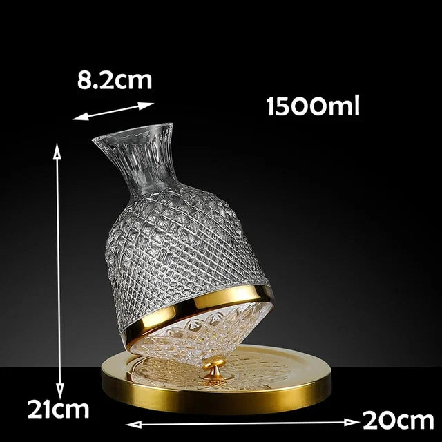 Wine Tumbler Decanter Aerator - Crystal Glass - 1.5 Liters - 360 Degrees Rotation