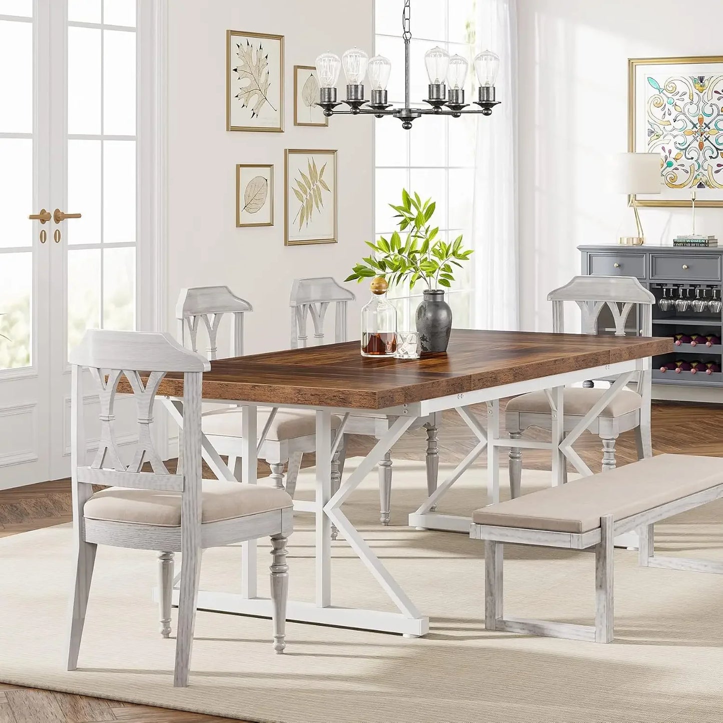 Dining Table For Six - Farmhouse Rustic Table - Kitchen Table For Six