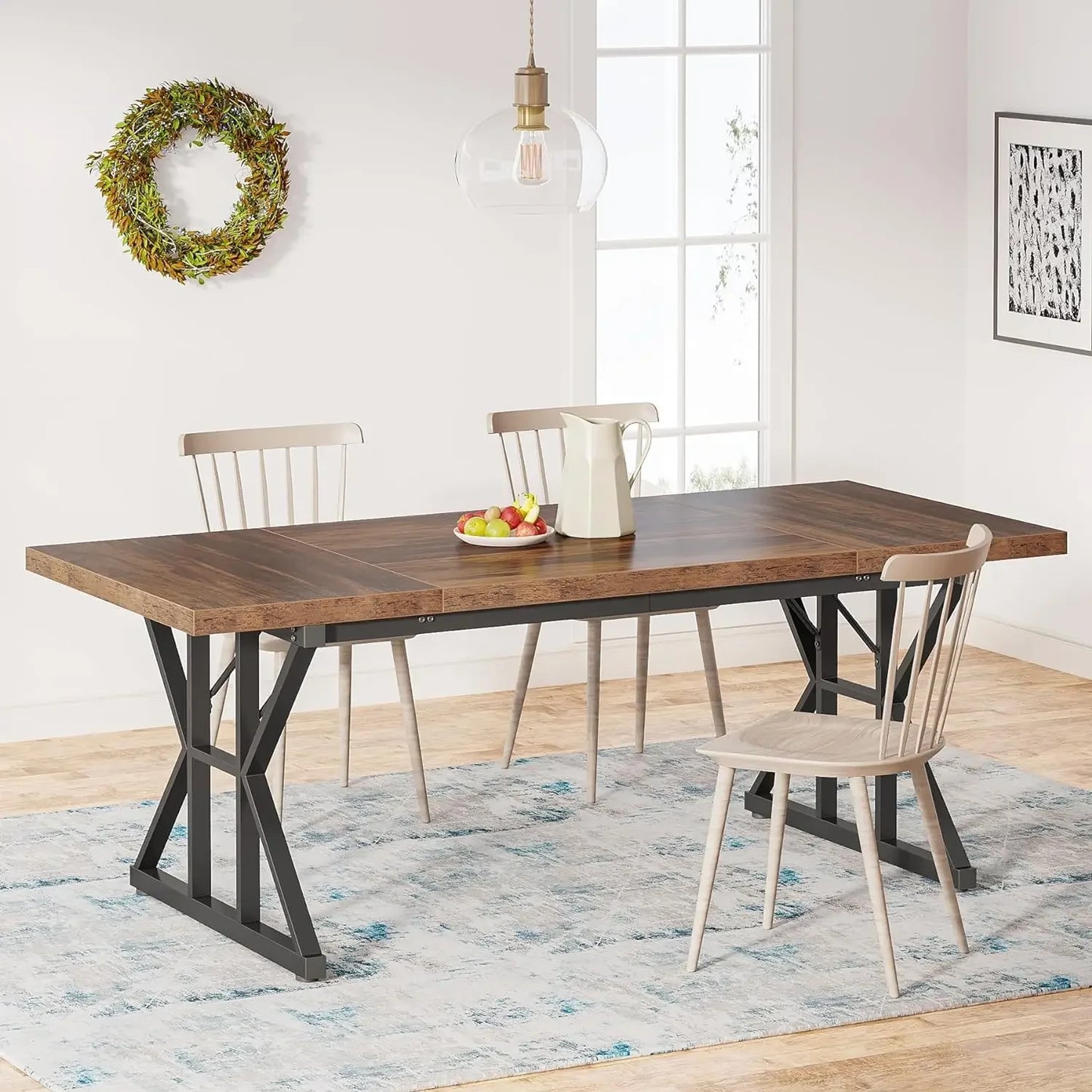 Dining Table For Six - Farmhouse Rustic Table - Kitchen Table For Six