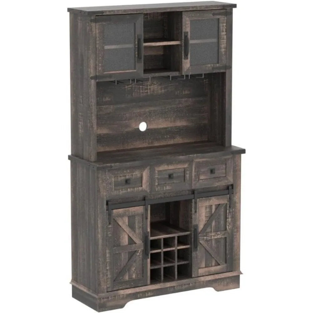 Farmhouse Bar Cabinet Hutch