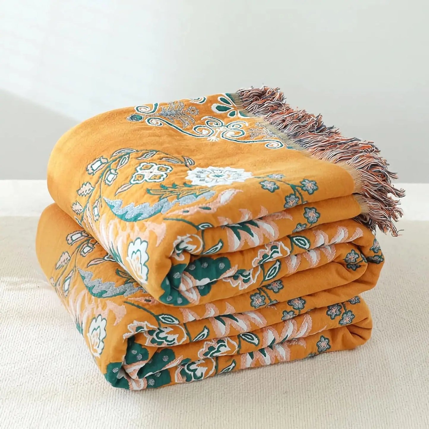 Throw Blankets - Bohemian Throws - 100% Cotton Muslin - Queen