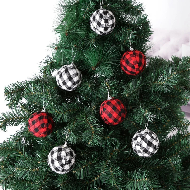 Christmas Tree Ornaments - Buffalo Plaid Design - 24 Pcs