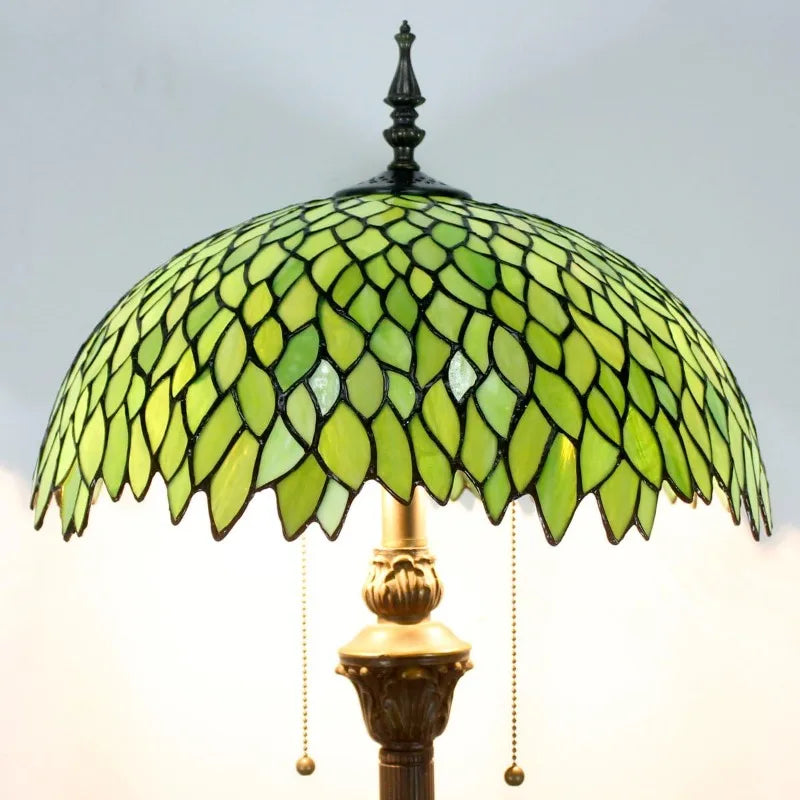 Floor Lamp Green Wisteria Stained Glass