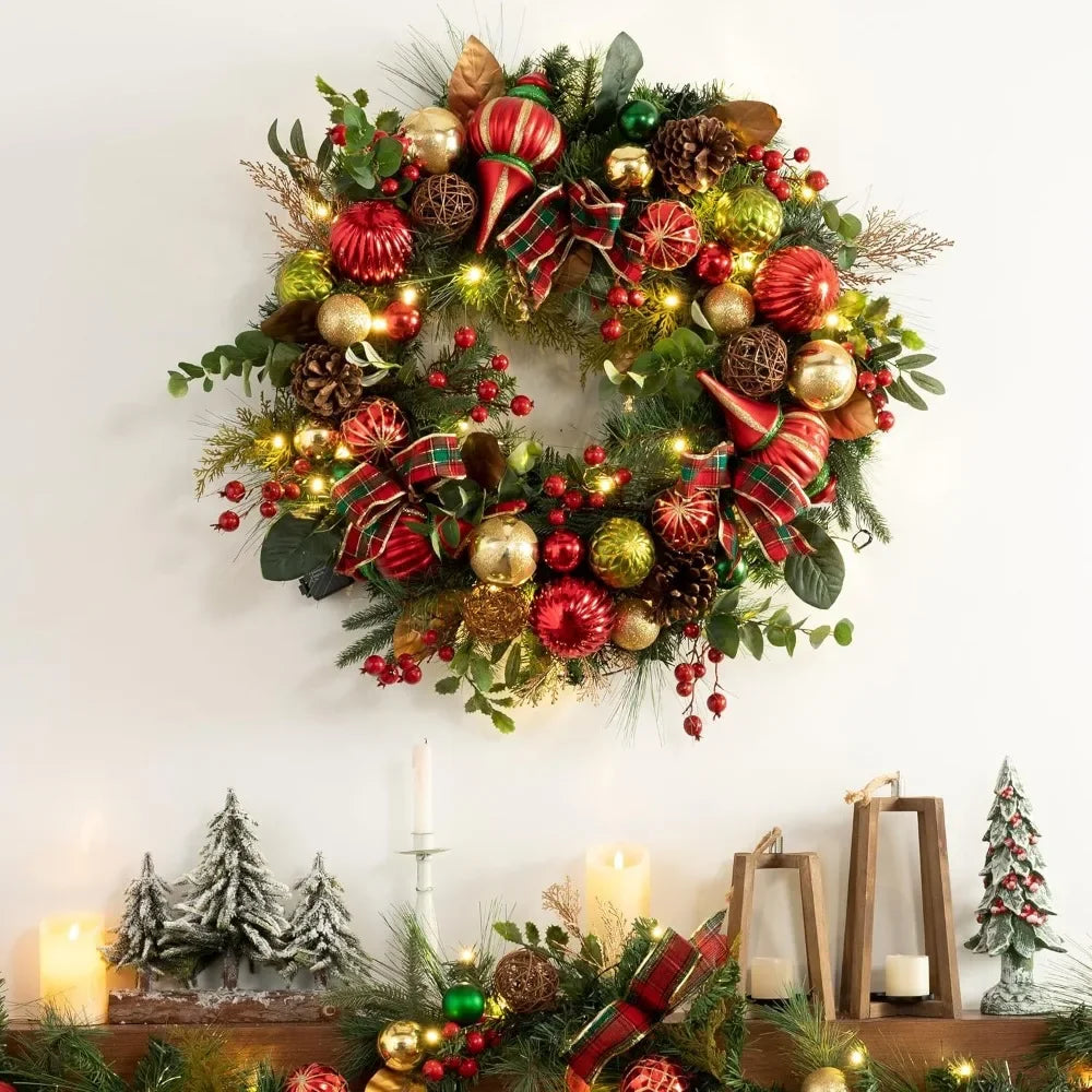 Christmas Wreath - Artificial Pre-Lit - 30" - 40 LED Lights