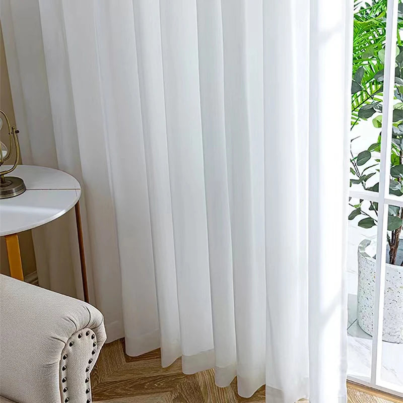 White Tulle Chiffon Sheer Curtains