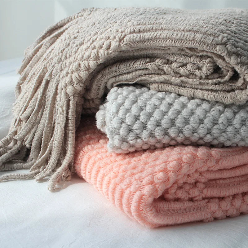 Textured Knitted Throw Blankets