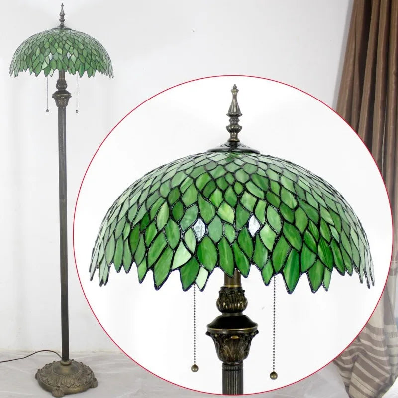 Floor Lamp Green Wisteria Stained Glass