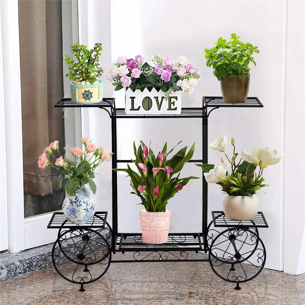 Wrought Iron Plant Stand, Garden Cart, Flower Cart