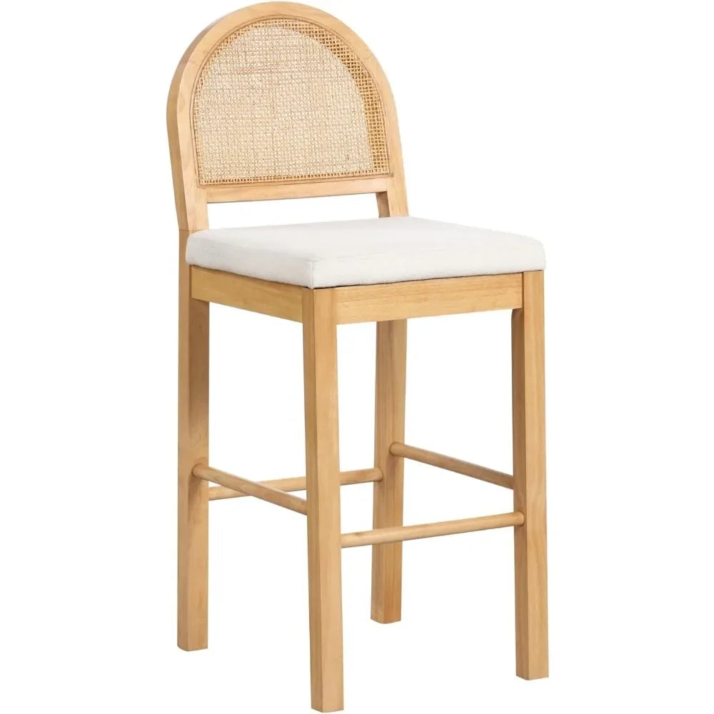 Bar Chair - Bar Stool - Kitchen Counter Seating - Natural Rattan Seat Back