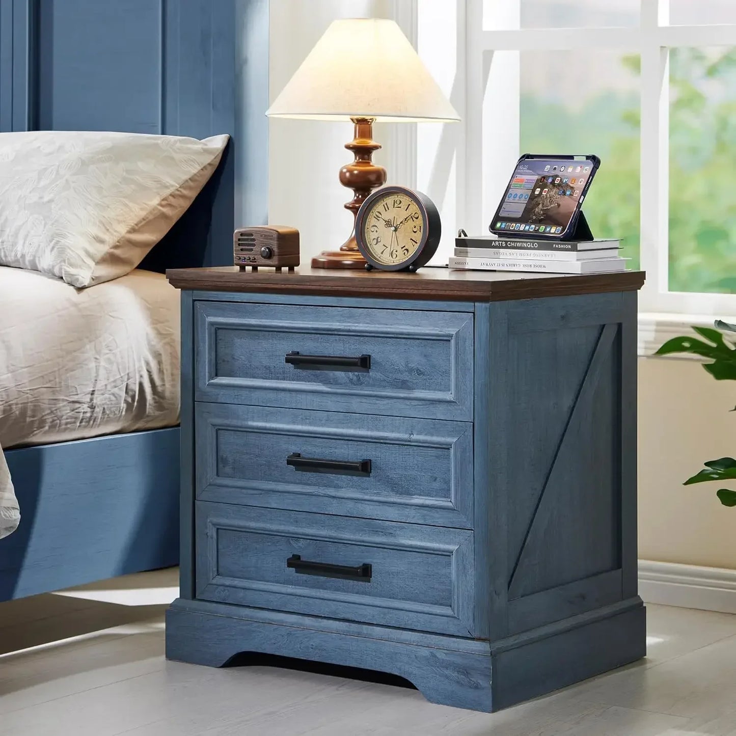 Nightstand - Bedside Table  - Charging Station - Farmhouse - Modern Morocco