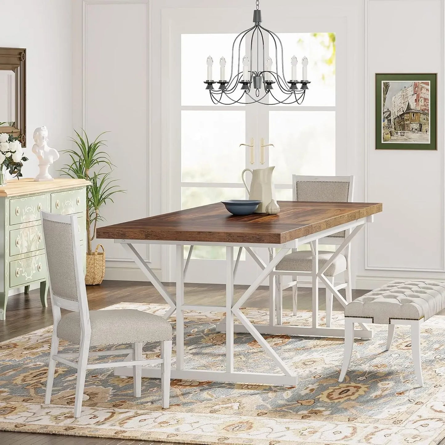 Dining Table For Six - Farmhouse Rustic Table - Kitchen Table For Six