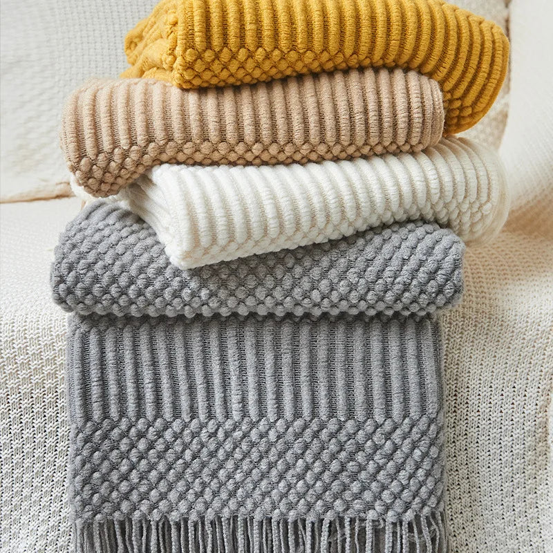 Textured Knitted Throw Blankets