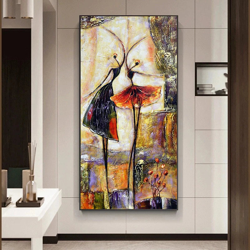 Wall Art - Elegant Dancing Girls - Abstract - Oil on Canvas Print