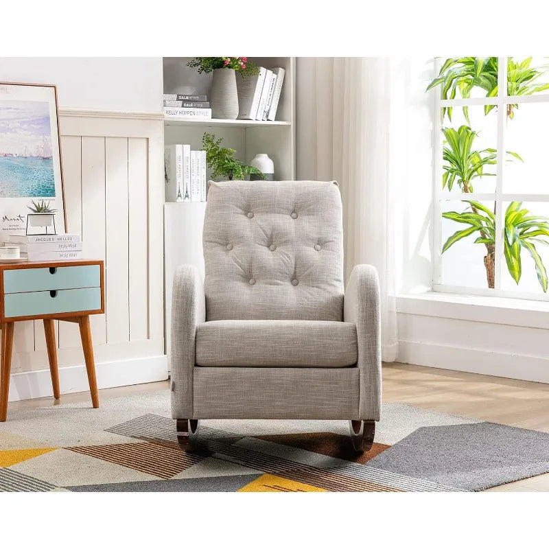 Modern Accent Rocking Chair, Upholstered Nursery Glider Rocker for Baby and Kids, Comfy Armchair