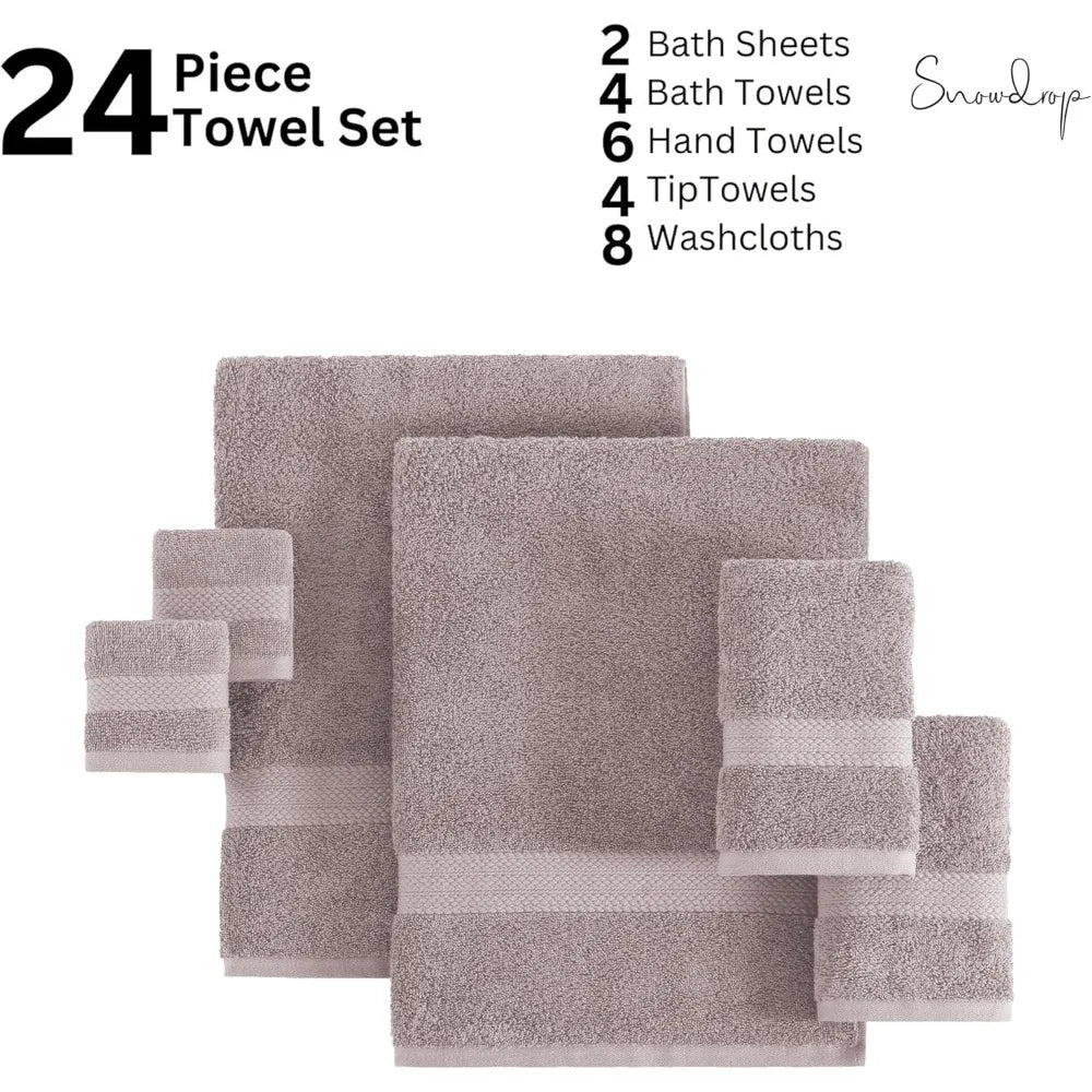 Bath Towels 24 Pcs - Luxury Microfiber - Seven Assorted Colors