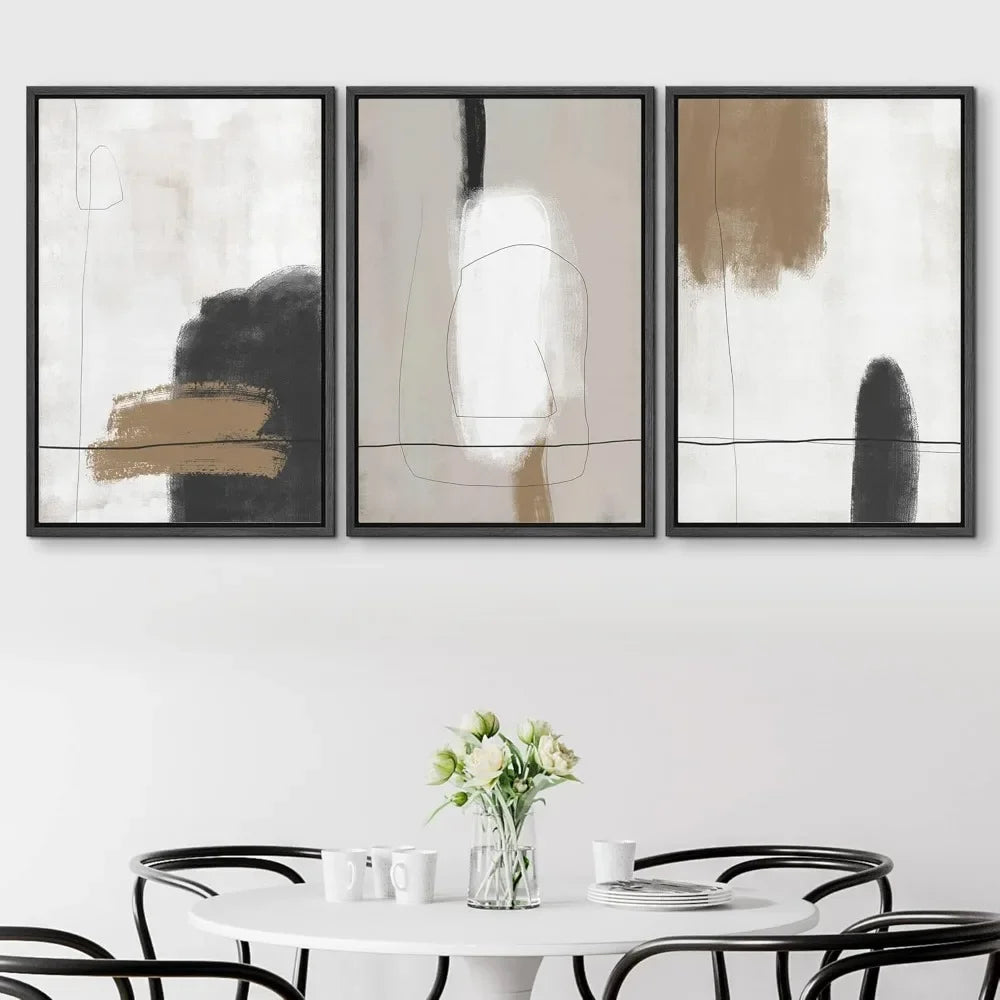 Wall Art Canvas Mural Set *3Pcs - Abstract - Grunge Paint Strokes - Boho Wall Art