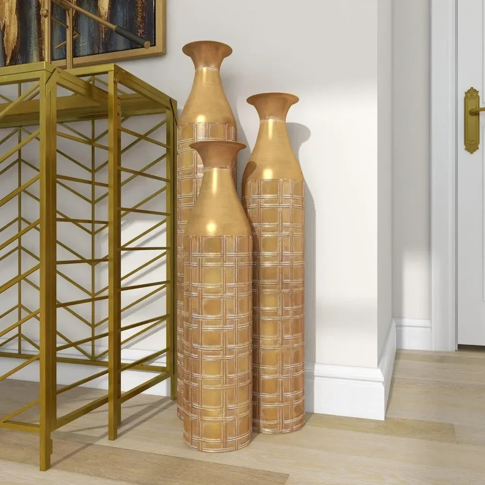 Gold Metallic Floor Vase Set *3Pcs