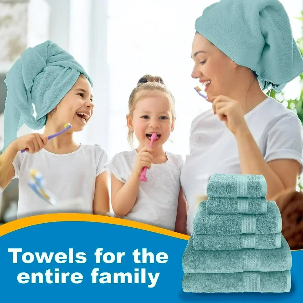 Bath Towel Set *6Pcs - 100% Ring Spun Cotton - Assorted Colors