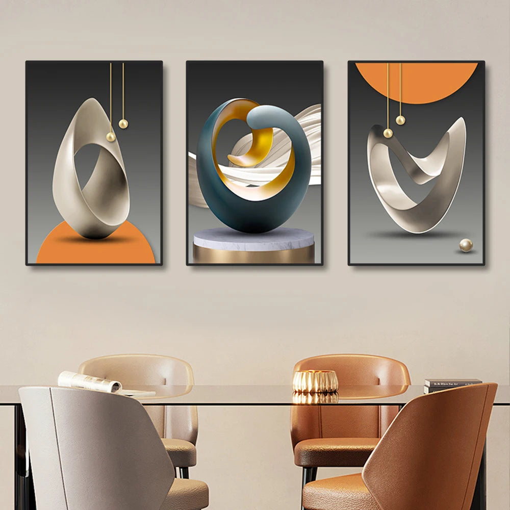 Canvas Prints 3pc Mural Geometric