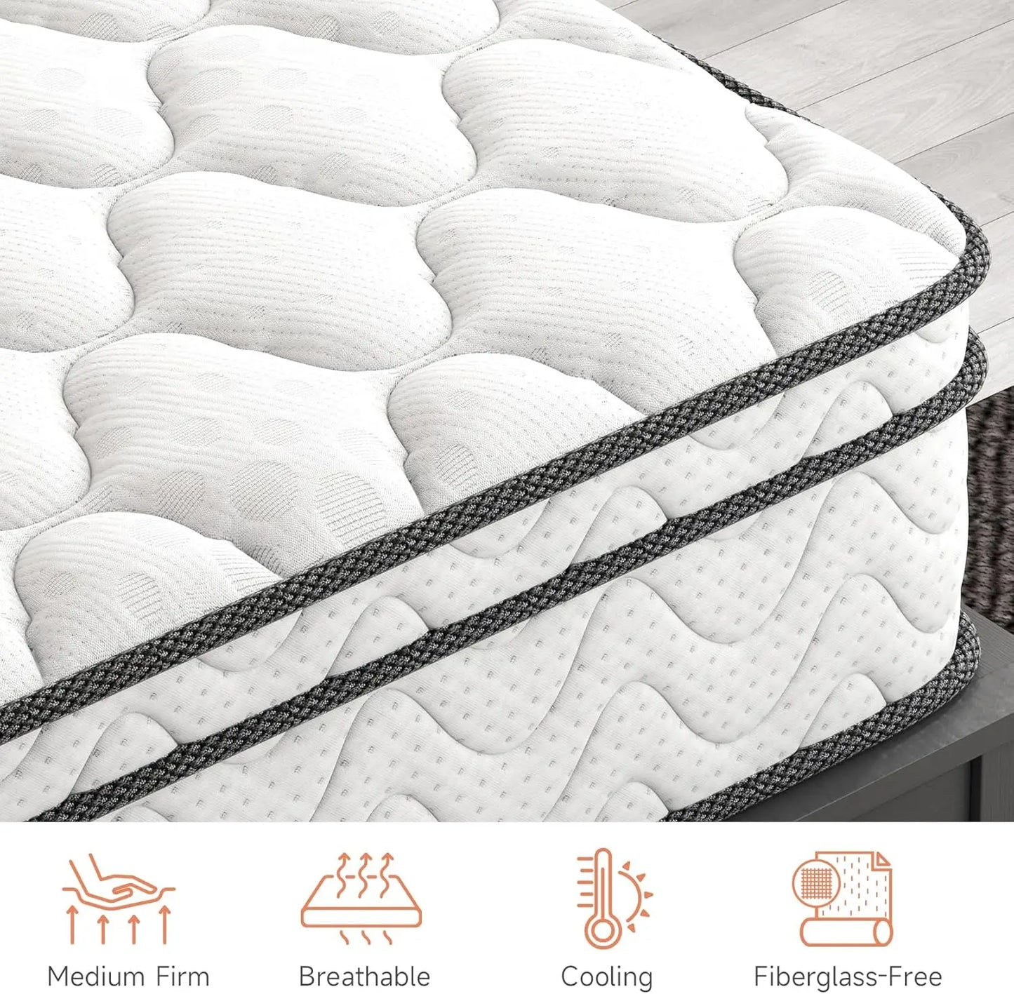 12" Full Hybrid Mattress | Double Mattress | Firm | Vesgantti Luxury Support System