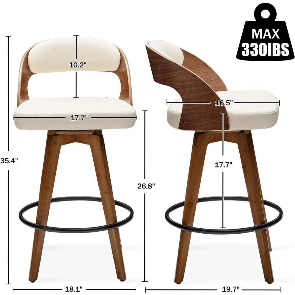 Bar Stool Set *2Pcs - Bar Chairs - 360 Swivel - Kitchen Island Seating