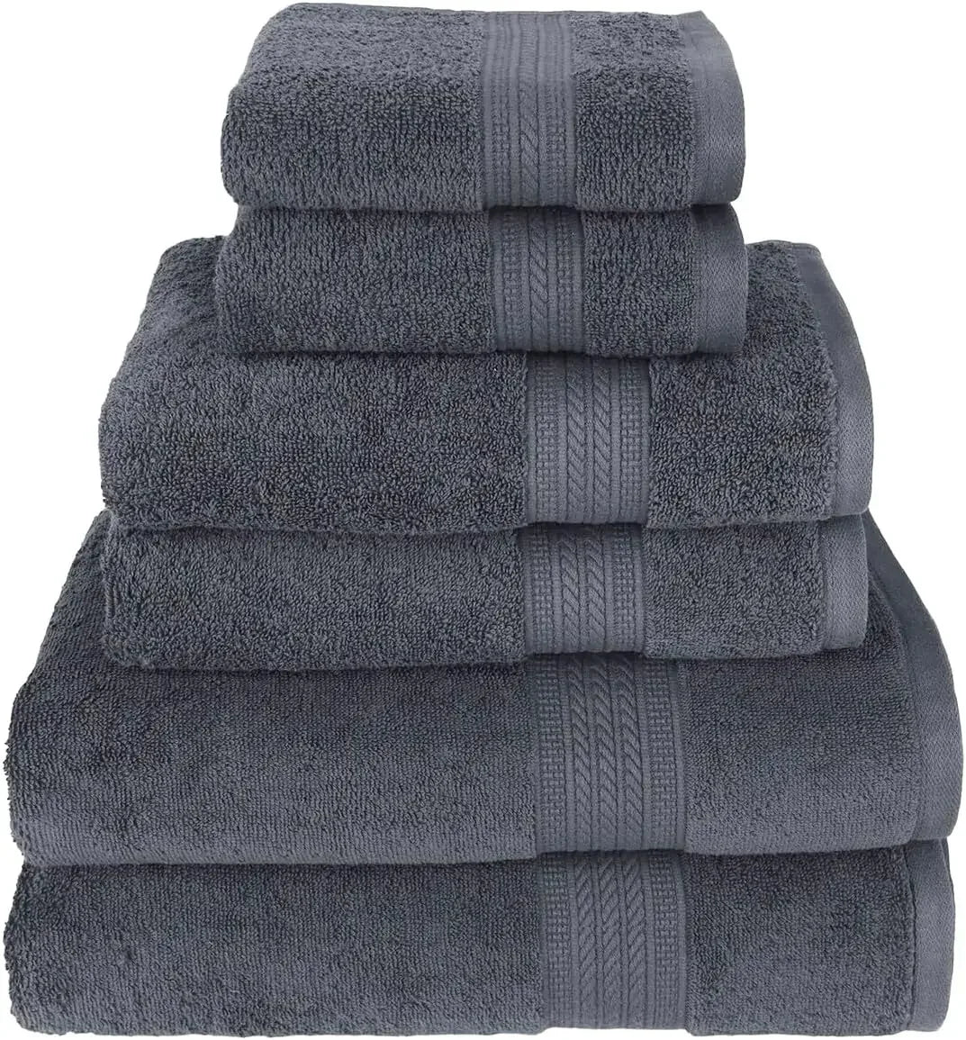 Bath Towel Set *6Pcs - 100% Ring Spun Cotton - Assorted Colors