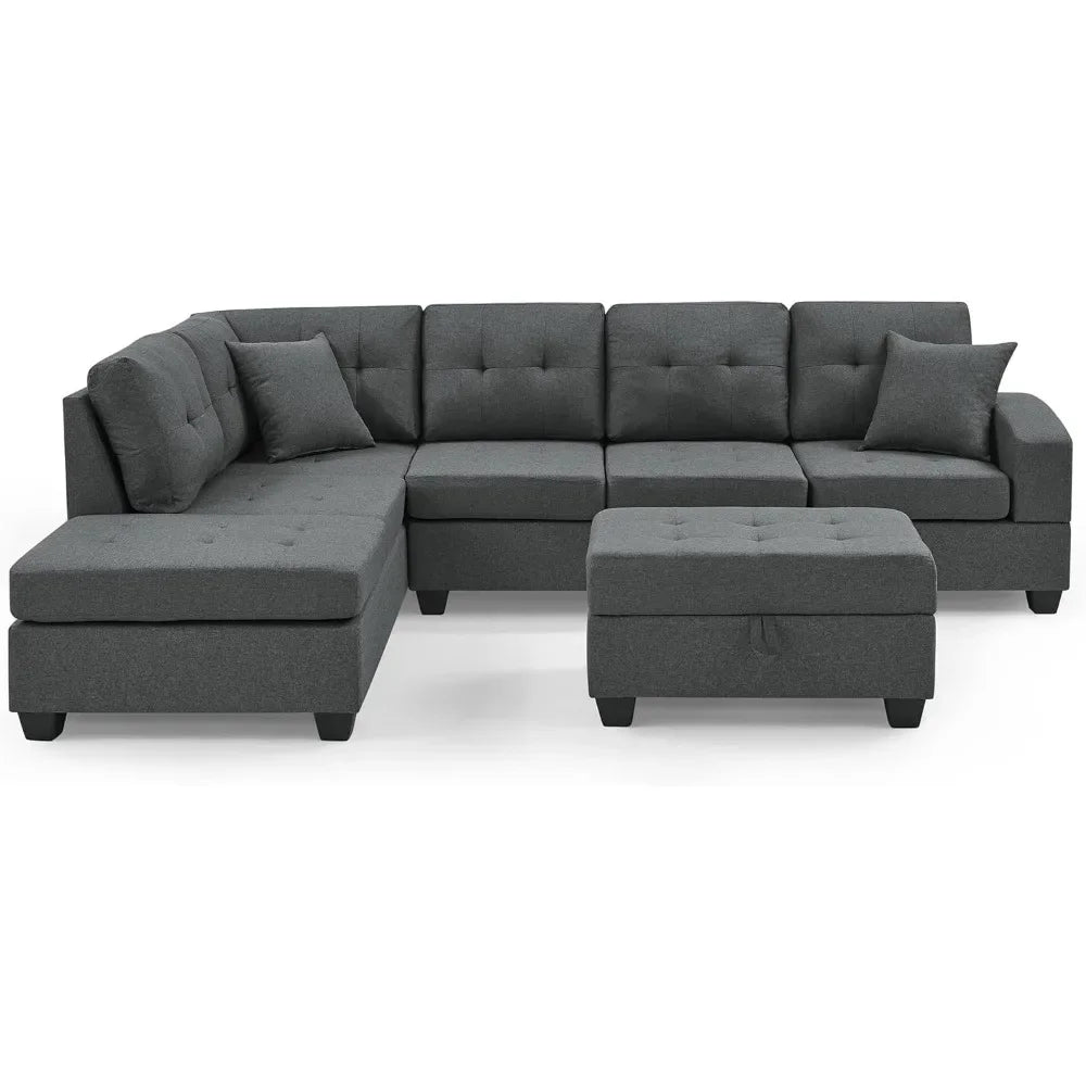 Sectional Sofa Set with Ottoman