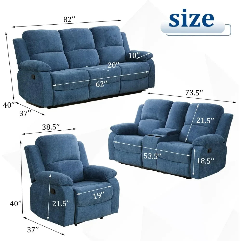 Reclining Sofa Set (3pcs)