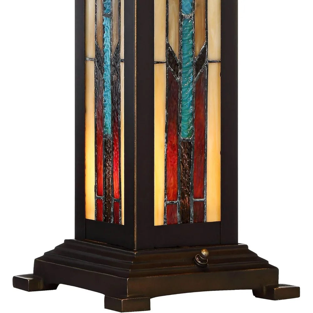 Table Lamp - Mission Tiffany Stained Glass Lamp - Ranier Bronze