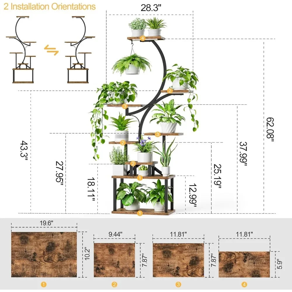 Plant Stand - S Shape - Indoor with Grow Lights