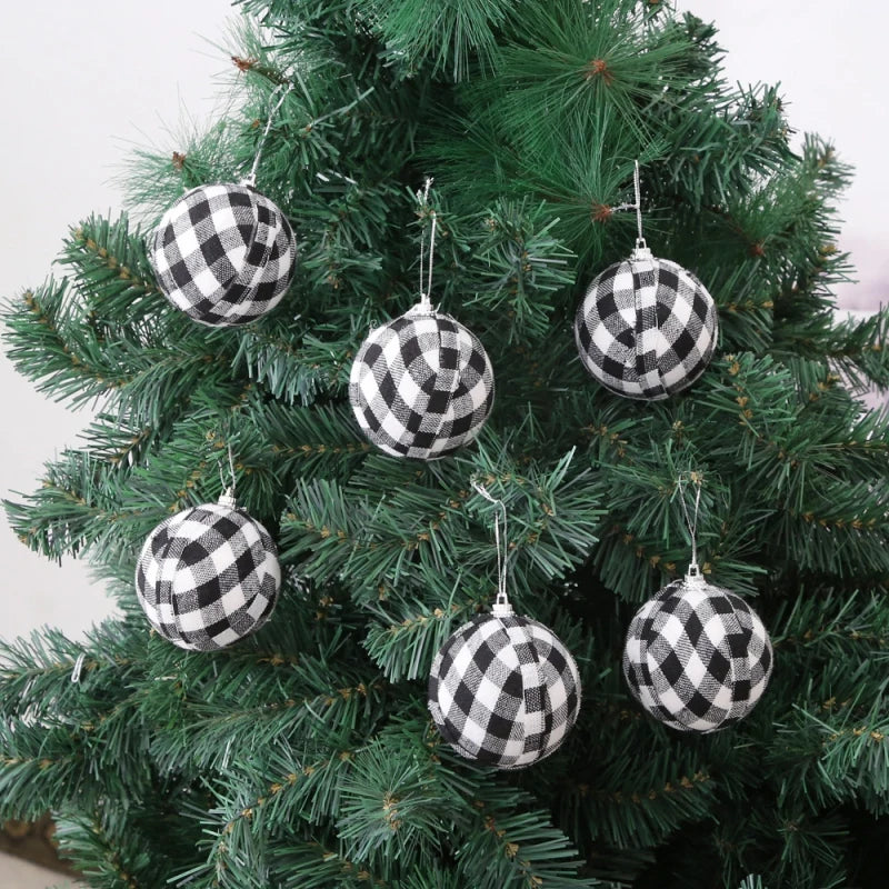 Christmas Tree Ornaments - Buffalo Plaid Design - 24 Pcs