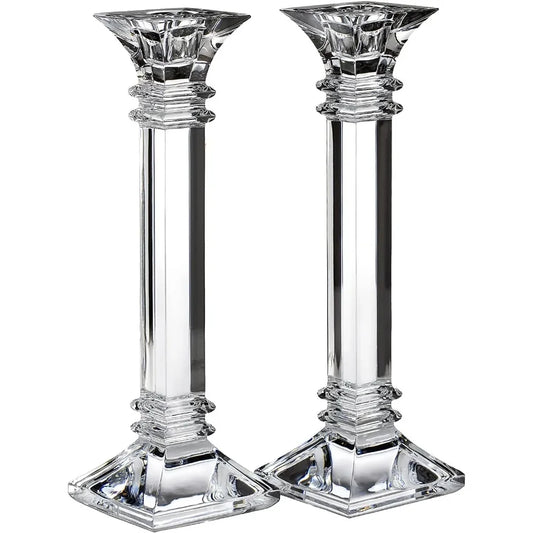 Crystal Candlestick Holders - Treviso Brand - 10" Handmade