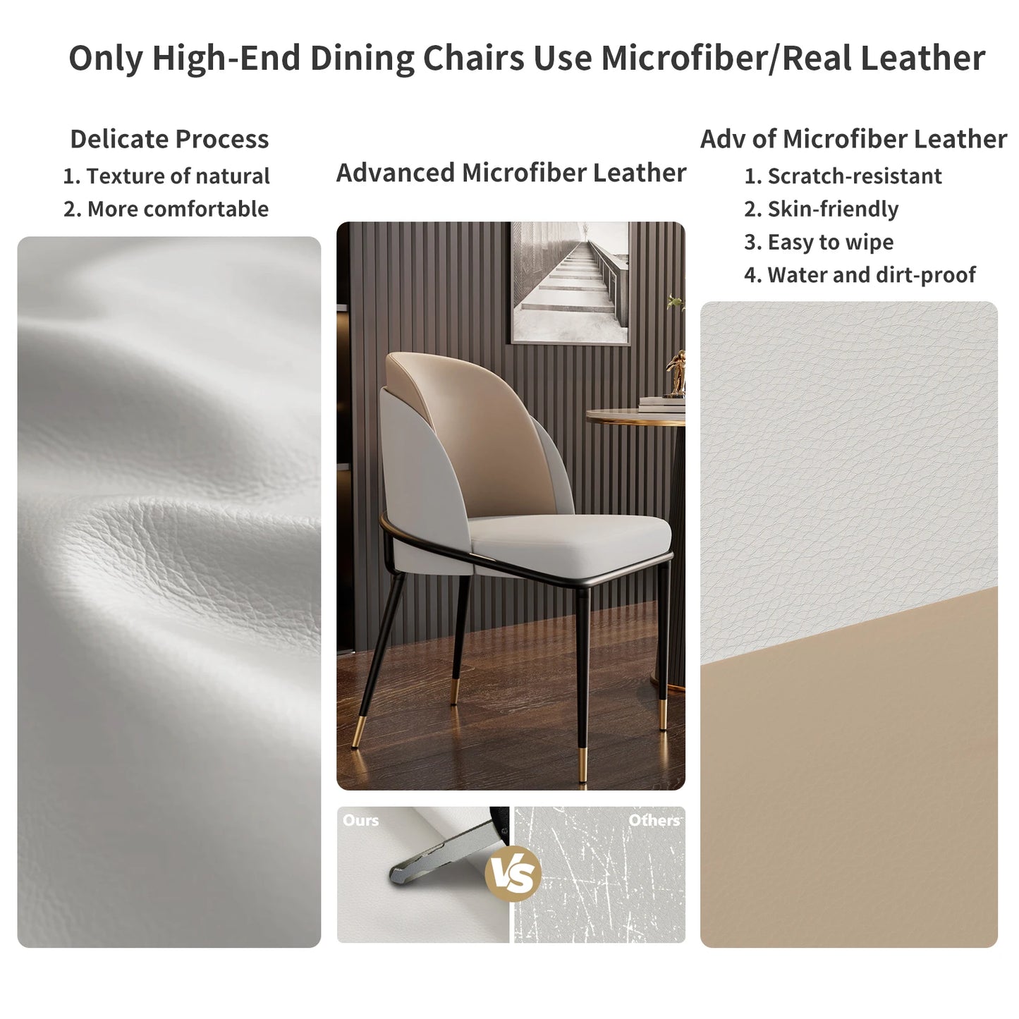 Diningroom Chair Set *2Pcs ~ Microfiber Silicone Leather