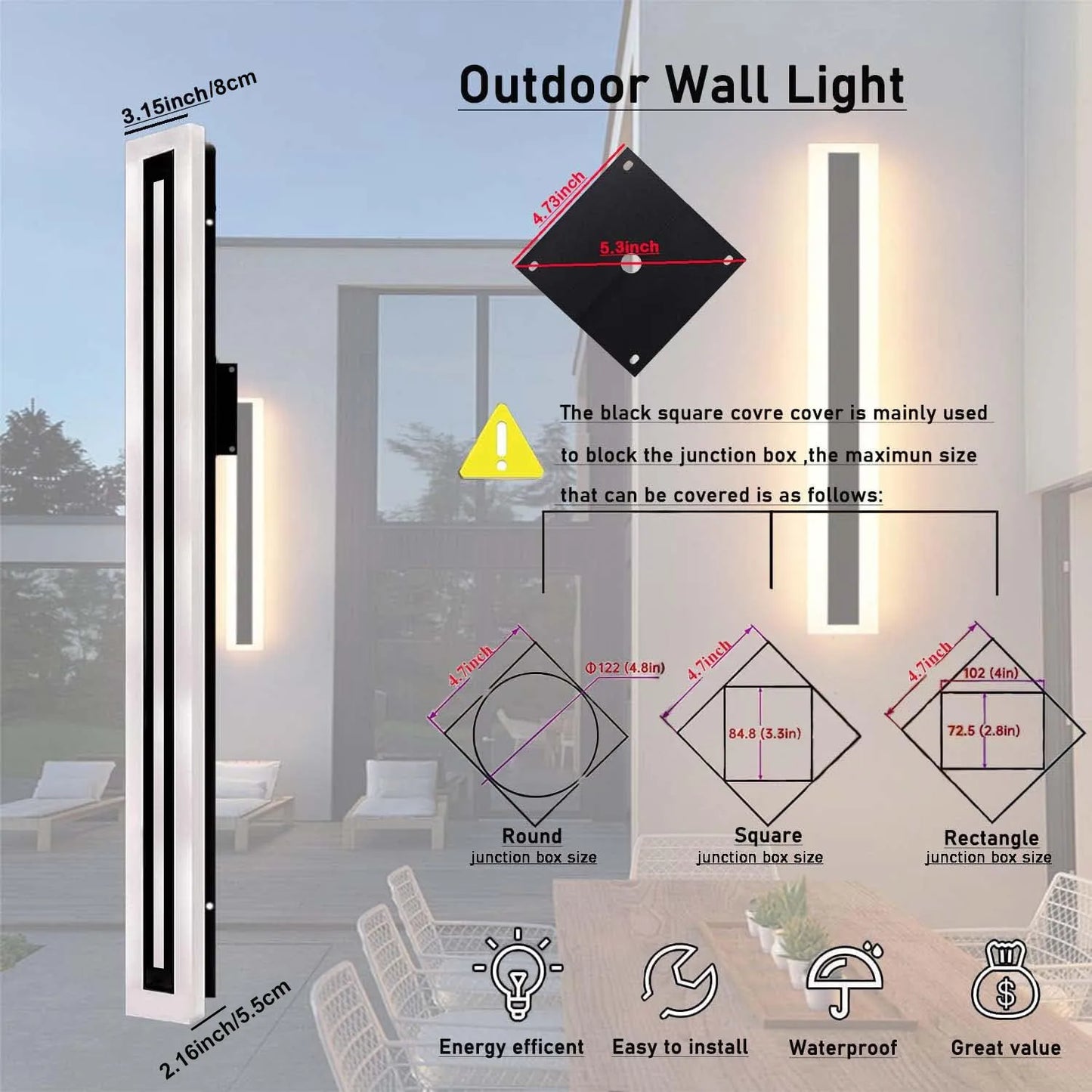 LED Wall Light - Indoor Outdoor - Light Fixture - Wall Sconce - Easy Installation