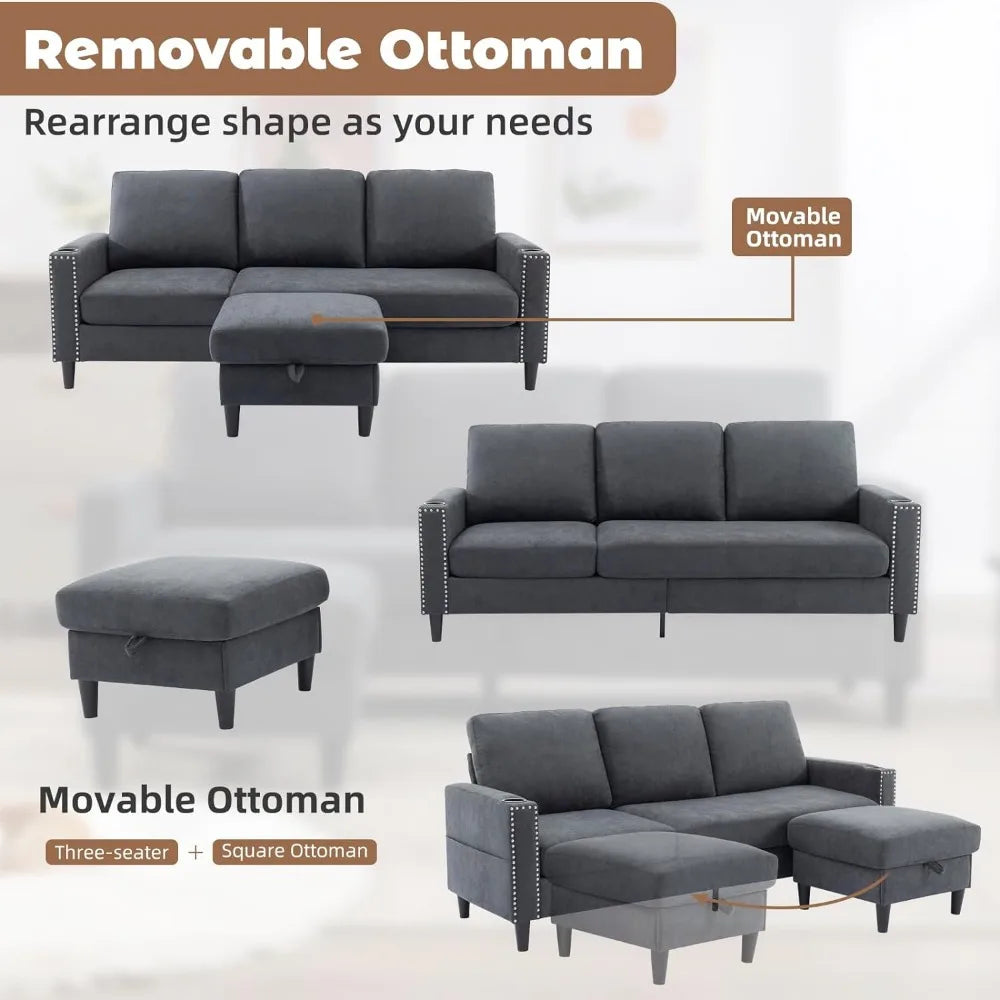 L Shaped Sectional Sofa & Ottoman