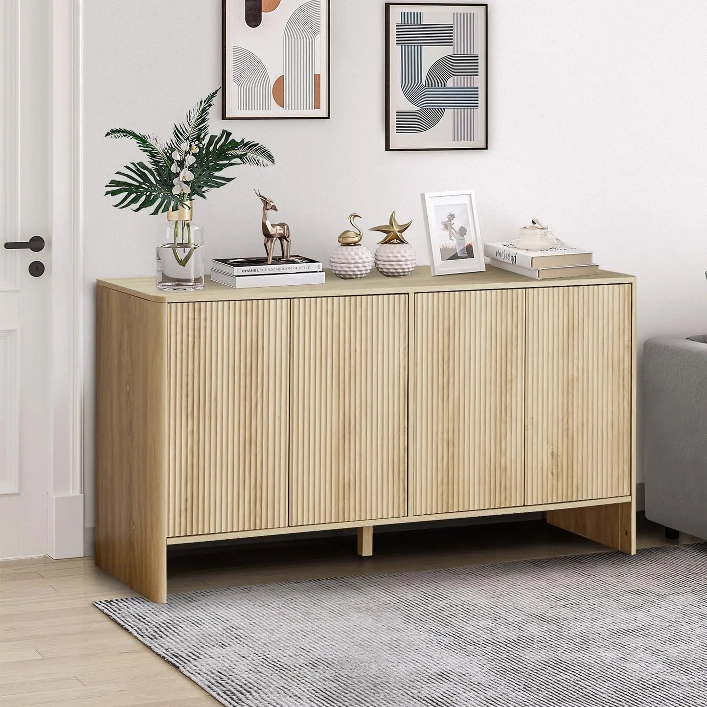 Credenza - Buffet Cabinet - Fluted Design - Home Storage Solutions