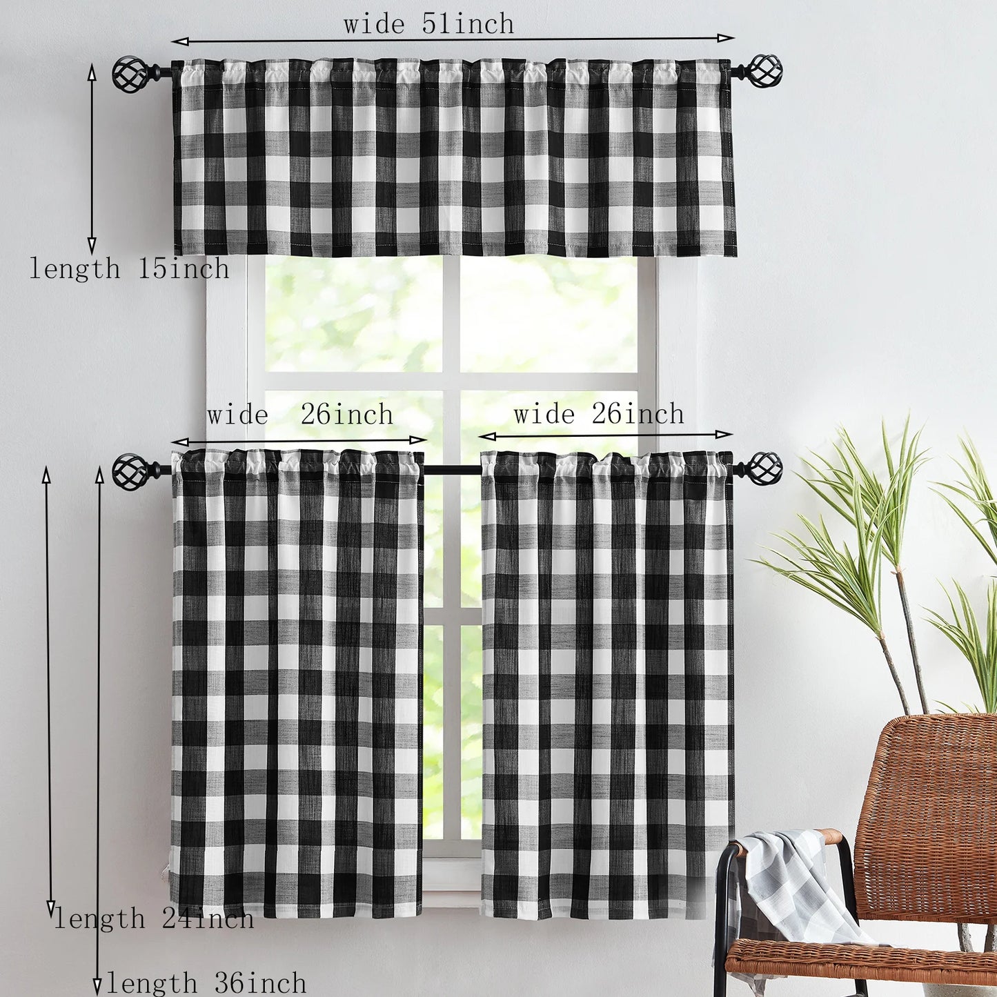 Checkered Kitchen Curtain(s)