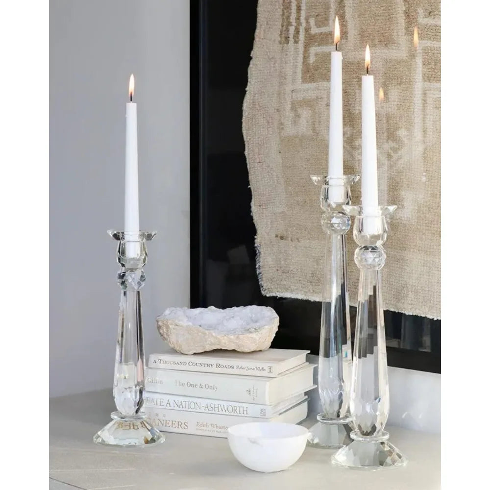 Crystal Taper Candle Holder Set *3Pcs - Modern Sleek Sophistication