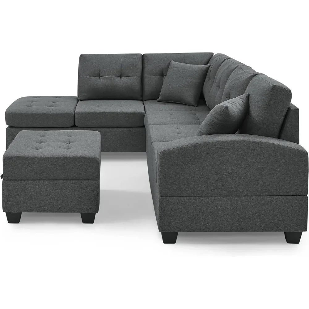 Sectional Sofa Set with Ottoman