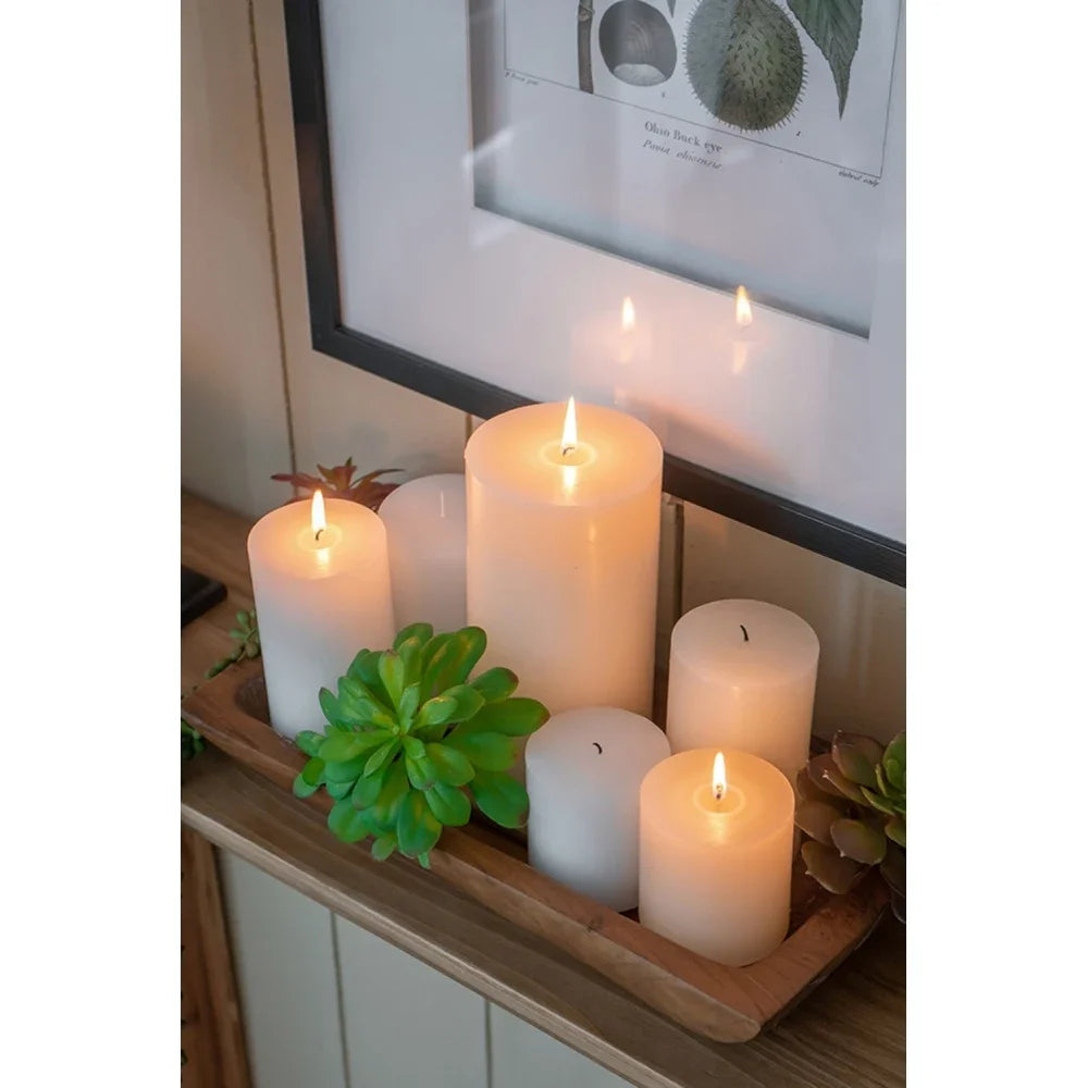 Pillar Candle Set *2Pcs - Smokeless & Odorless - White & Ivory 4x6"