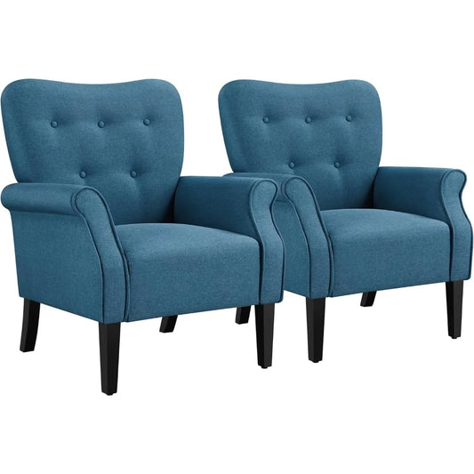 Accent Leisure Chair Set *2 - High Tufted Back - Rolled Arms