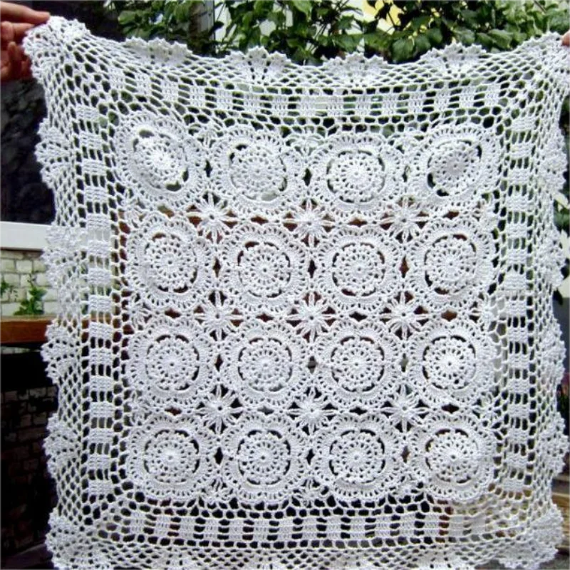 Crochet Table Cloth - Placemat - Handmade -  Beige & White