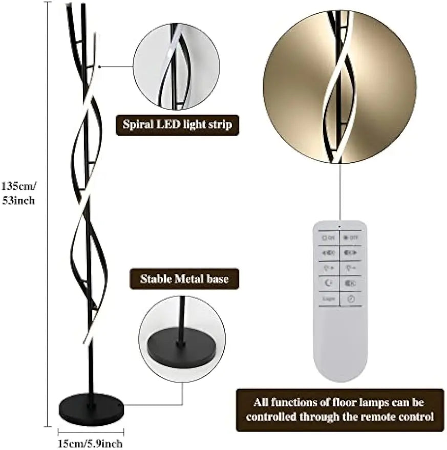 Lamp - Spiral Floor - Dimmable, Remote