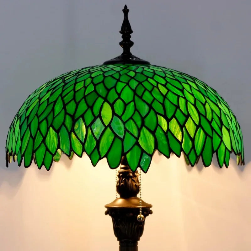 Floor Lamp Green Wisteria Stained Glass