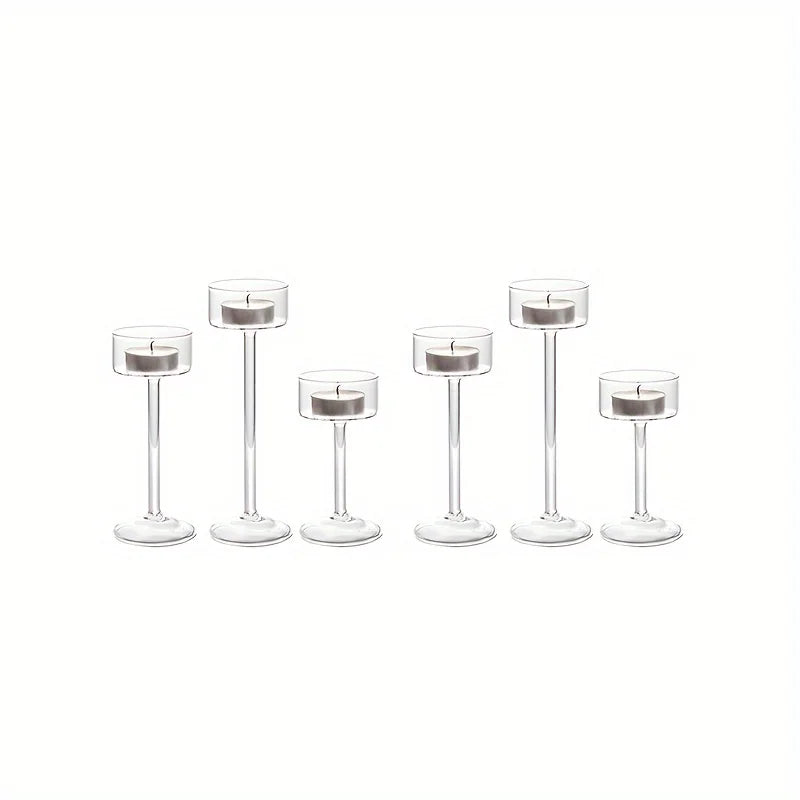 Candle Holder Set *6Pcs - Blown Glass - Sturdy Design